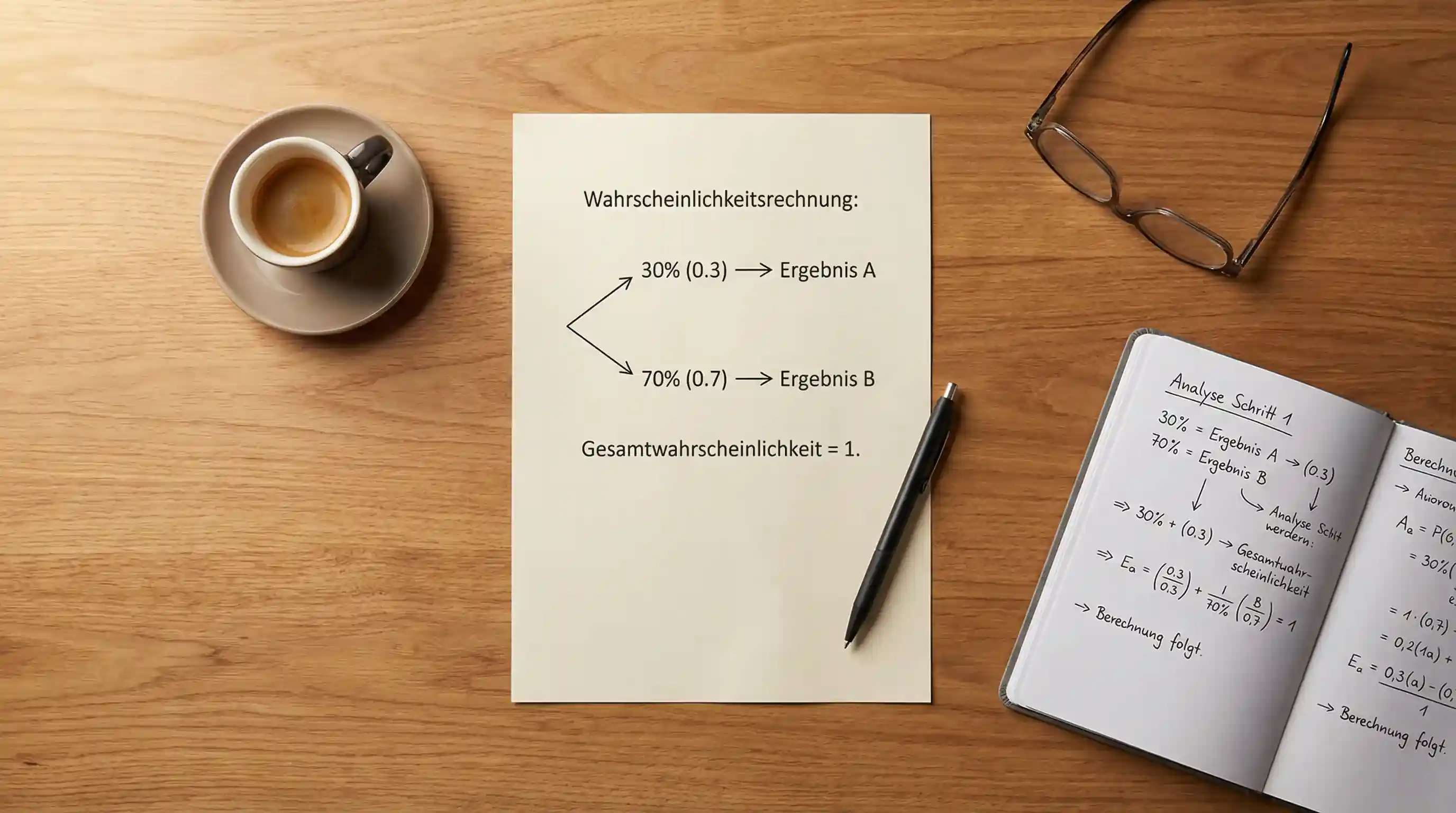 Dokument mit Quotenberechnung und Stift auf einem Schreibtisch