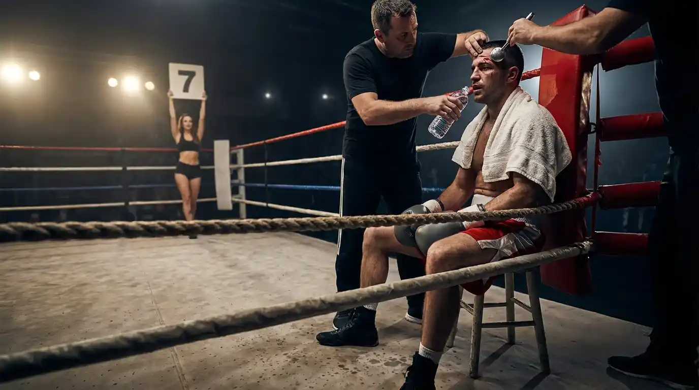 Boxkampf im Ring mit Rundenanzeige – Rundenwette beim Boxen