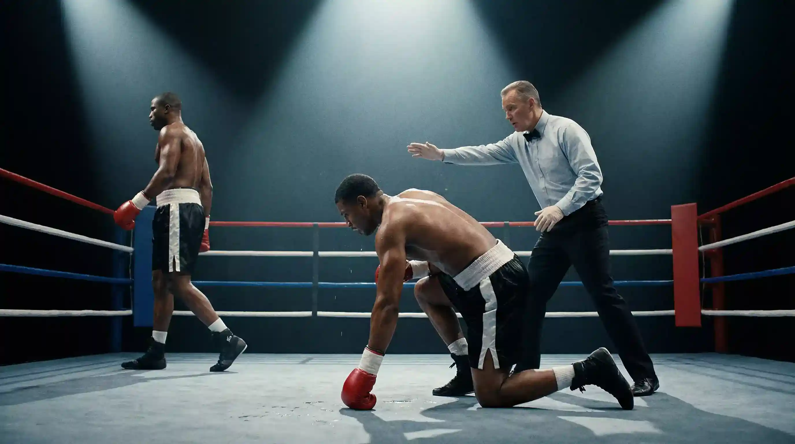 Nahaufnahme eines Niederschlags im Boxring – Boxen Spezialwetten