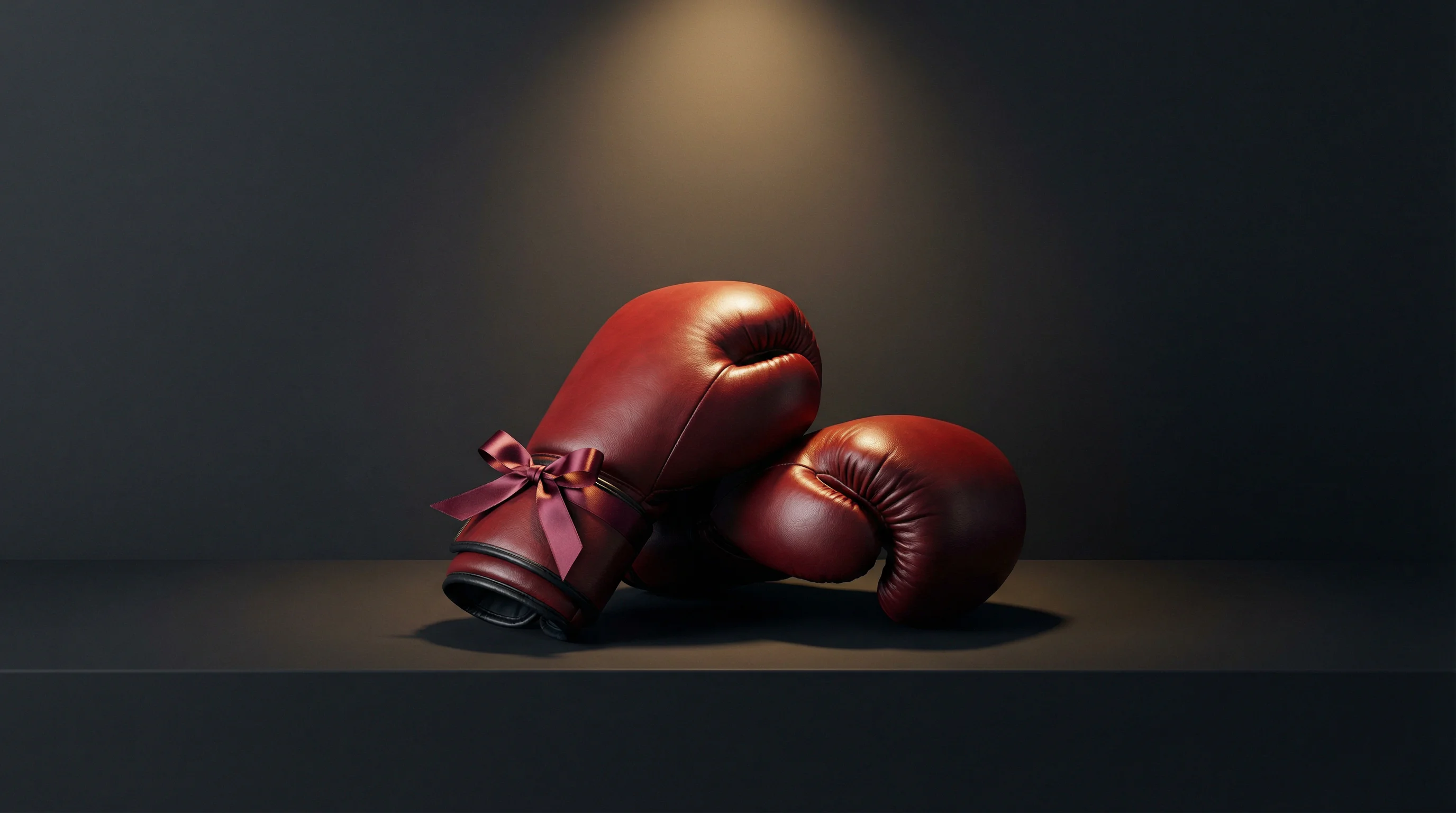 Boxhandschuhe und Geschenkschleife auf dunklem Hintergrund – Boxen Wetten Bonus